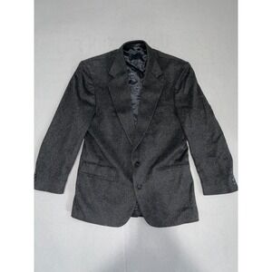 Ron Chereskin Blazer Jacket Mens Black Camel Hair Single Breasted Notch Lapel